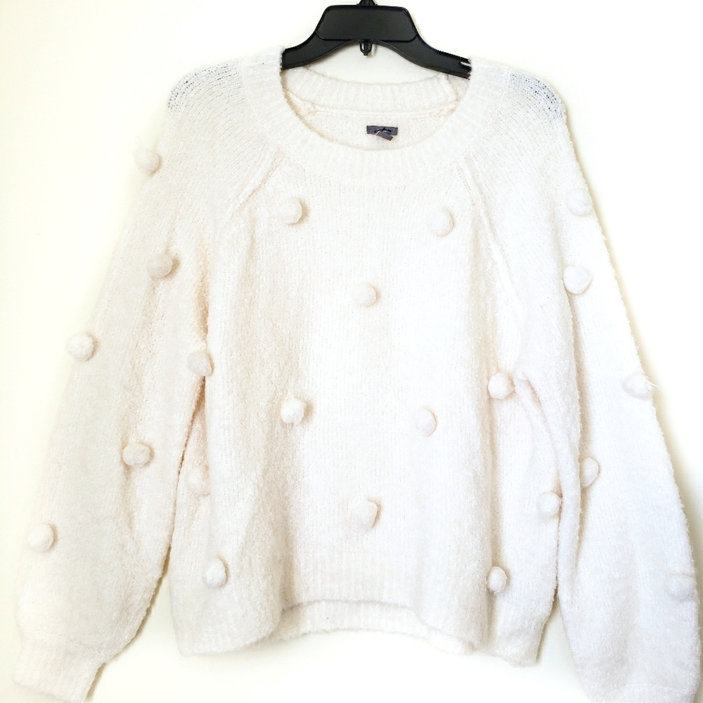 Aerie pompoms wool blend pullover sweater size M